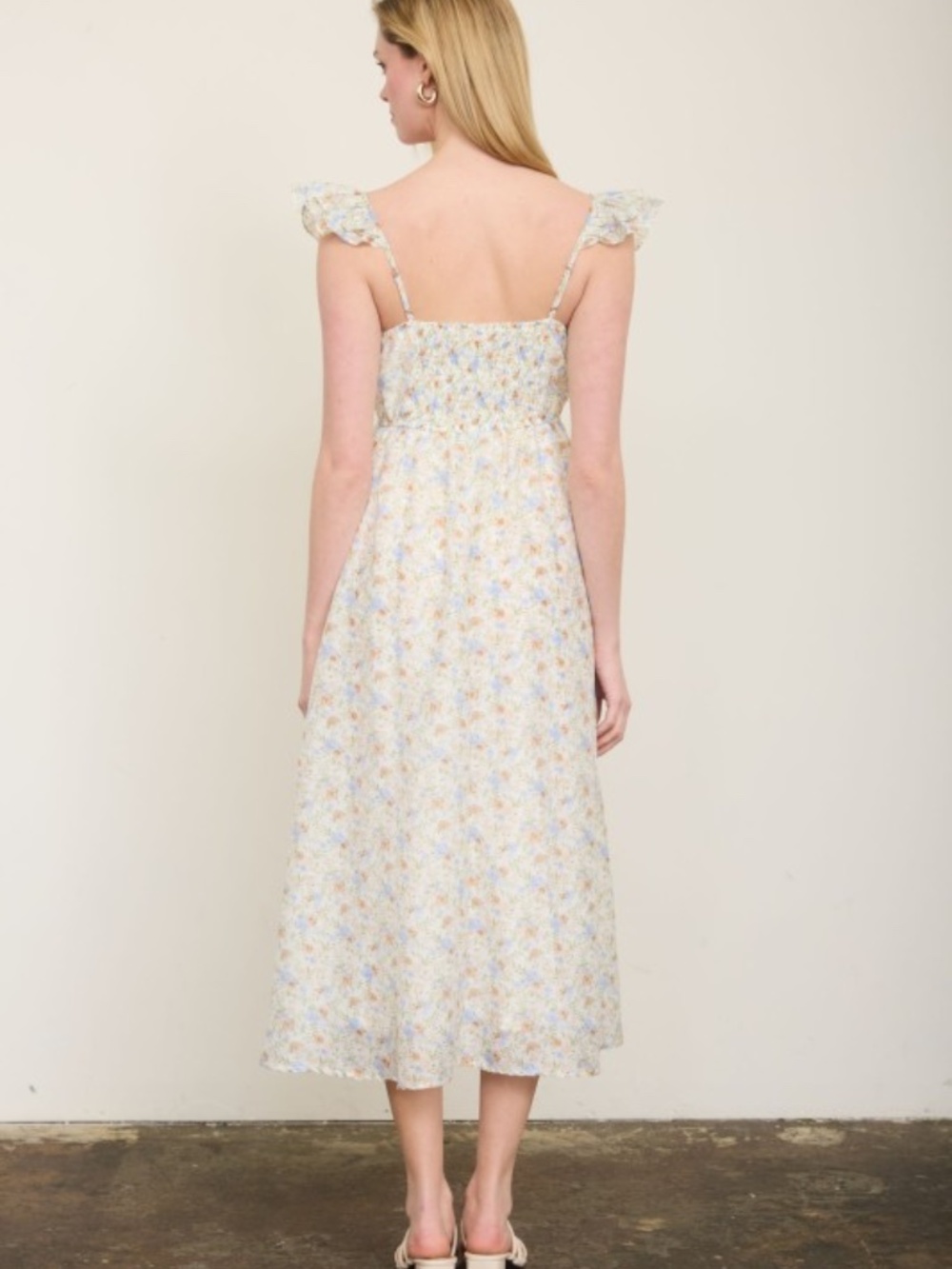Floral Ruffle Strap Midi Dress - Picture 3 of 6